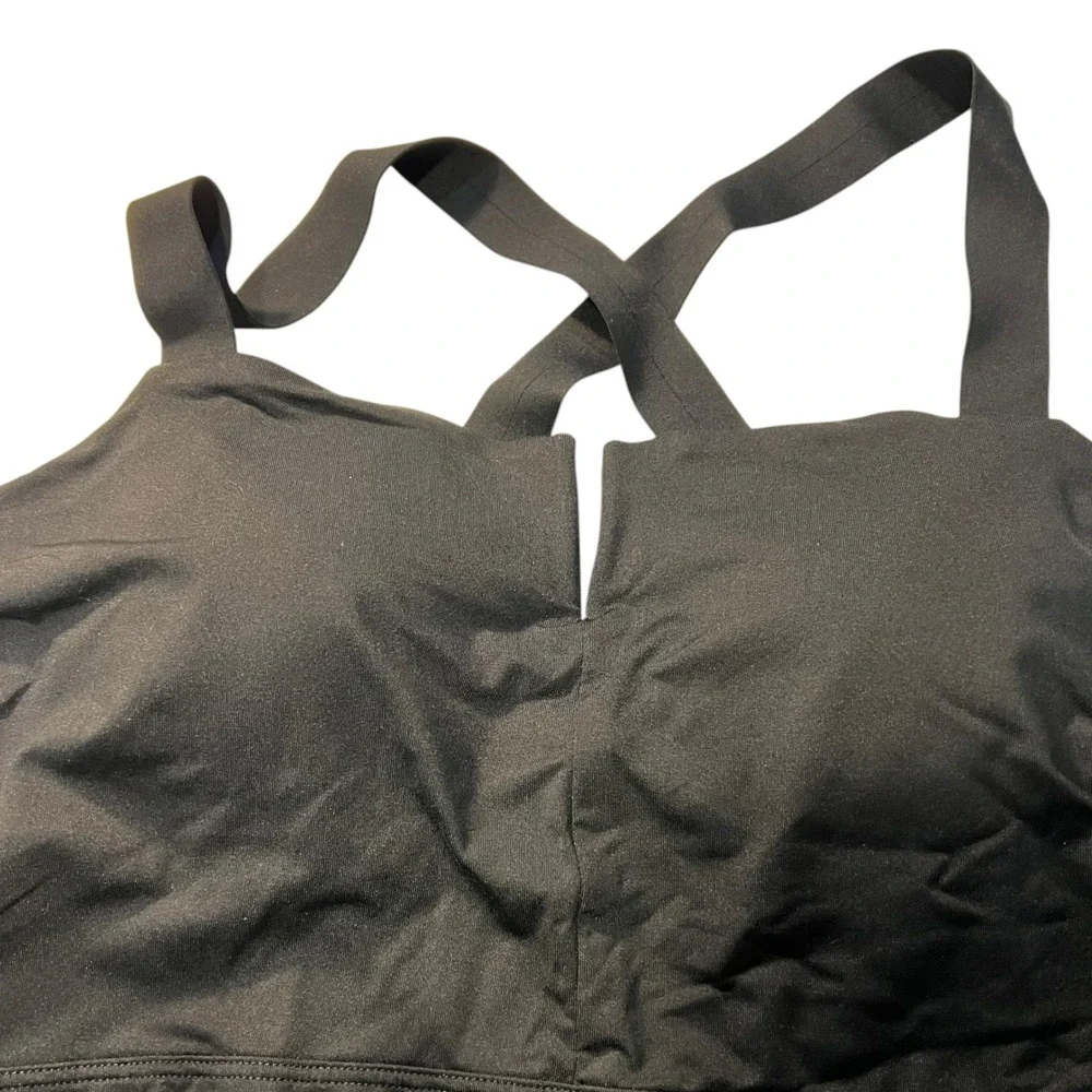 Athleta Solid Black Square Neck Underwire One Piece Swimsuit Women's Size 36B/C